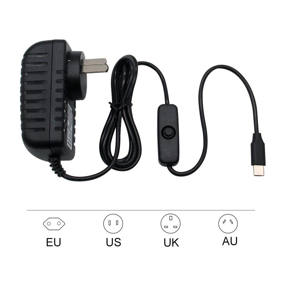 Raspberry Pi 4 Type-C Power Supply 5V 3A Power Adapter With ON/OFF Switch EU US AU UK Plug Charger for Raspberry Pi 4 Model B